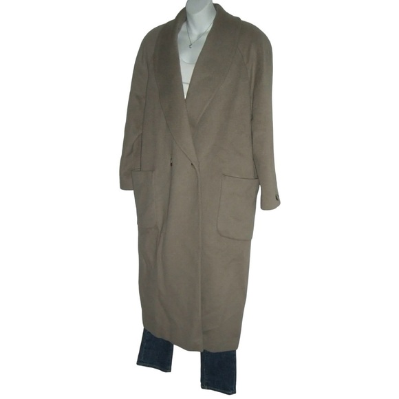 Vintage 80’s Charles Klein Coat Wool Oversized Beige Pea Diana Unisex Streetwear - Picture 6 of 16